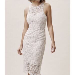 BHLDN Womens Belden Ivory Lace Midi Dress Small Bridal Rehearsal Dinner Coquette
